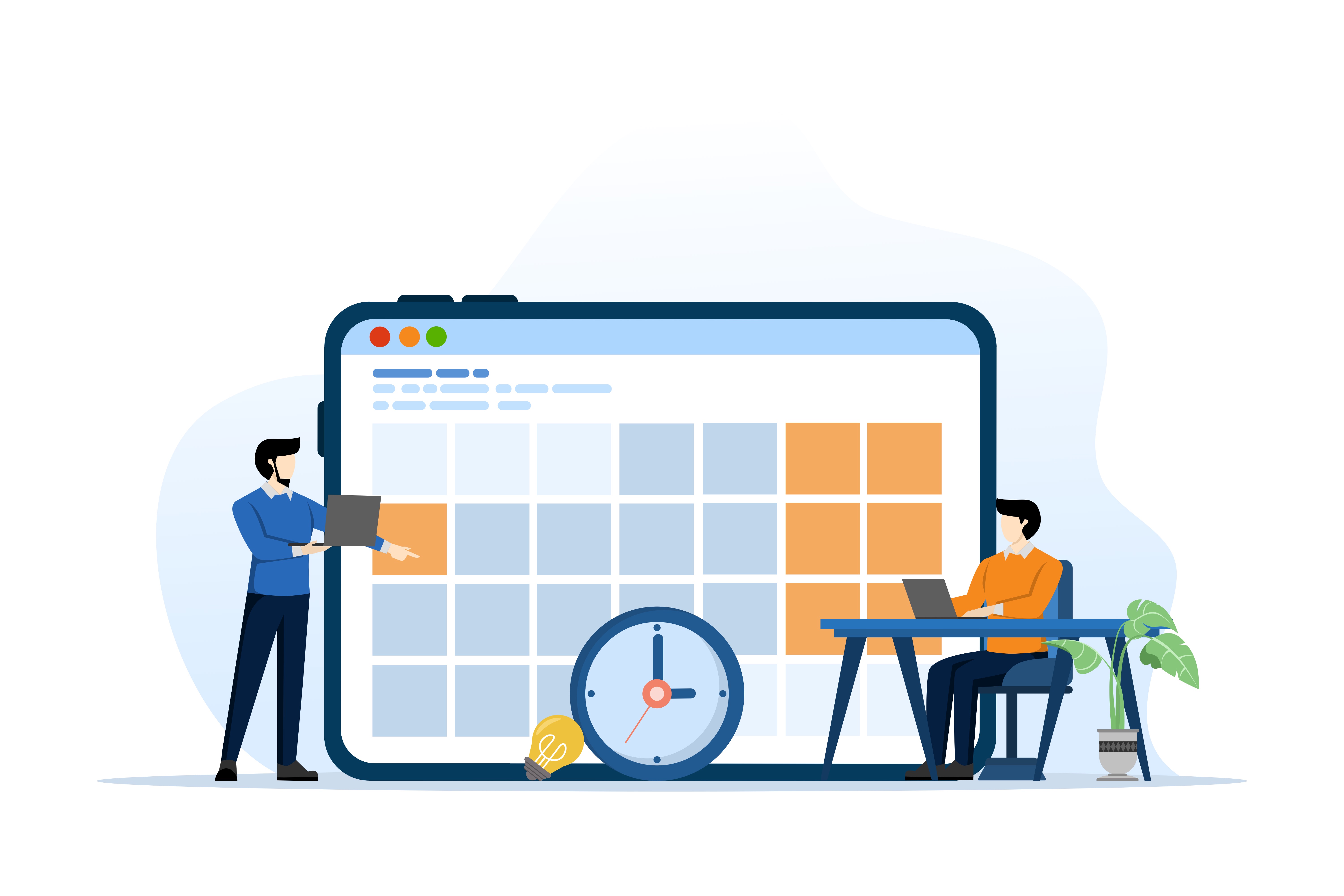 Business team using a digital calendar to coordinate certification renewal tasks.